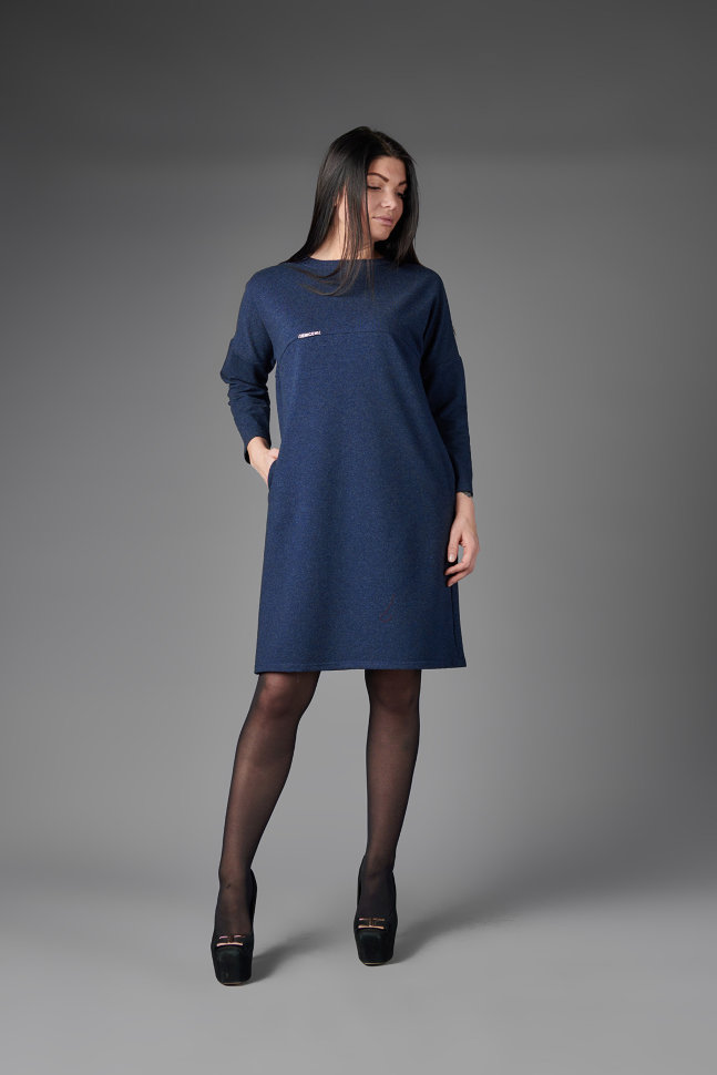 Фото товара 18181, синее платье трапеция